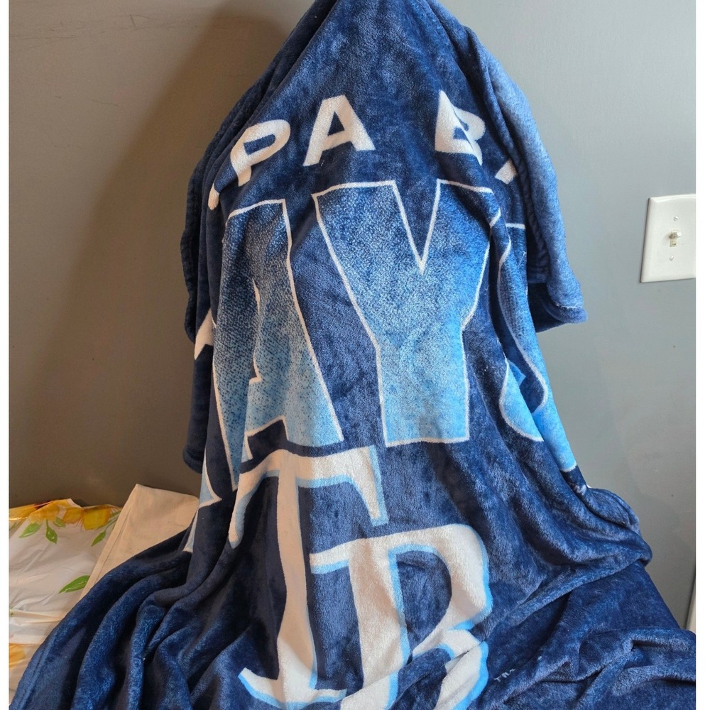 Tampa Bay Rays MLB Fanatics Plush Throw Blanket Navy Blue 48x60 Baseball Fleece